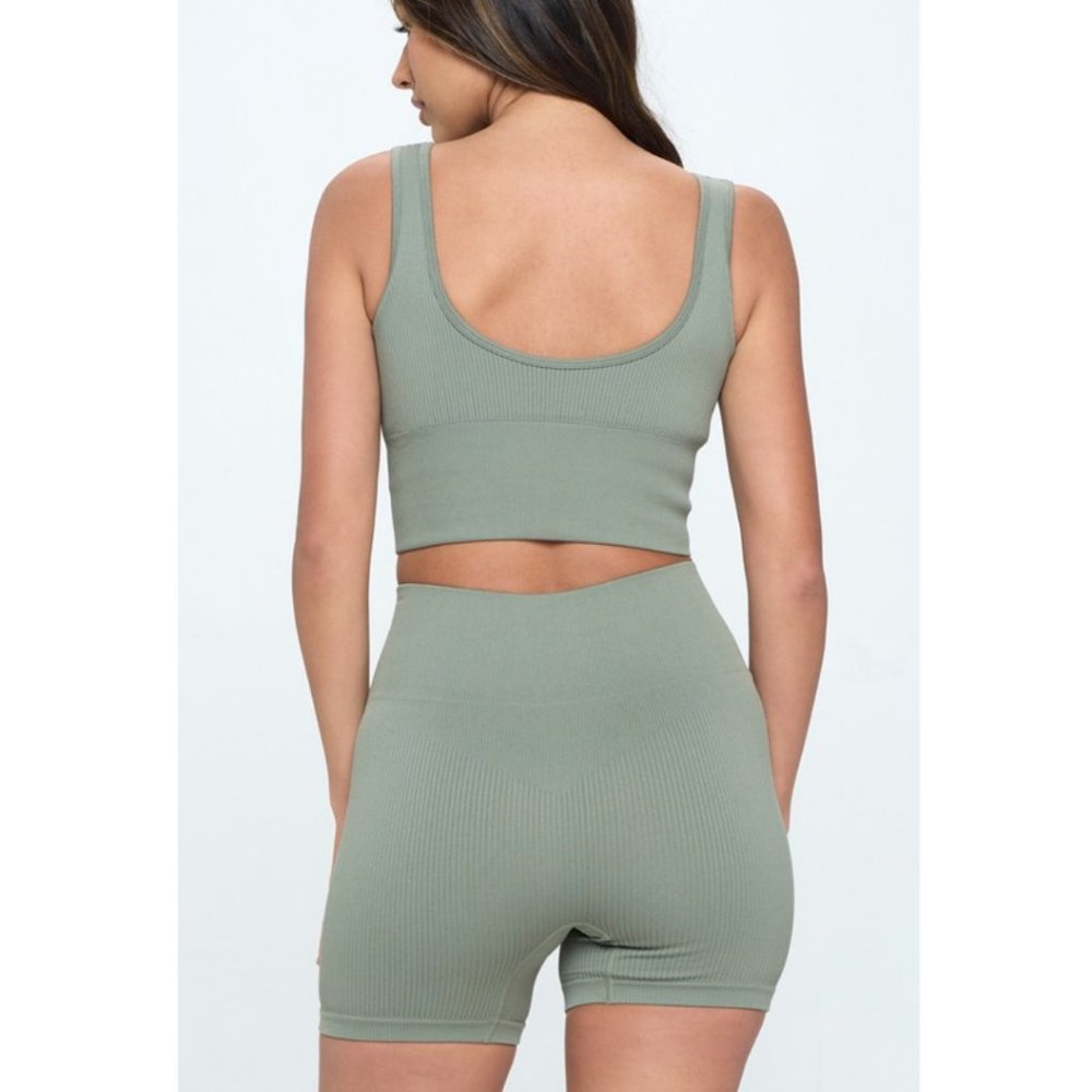 Seamless Ribbed Bike Short Set - Picture 2 of 2
